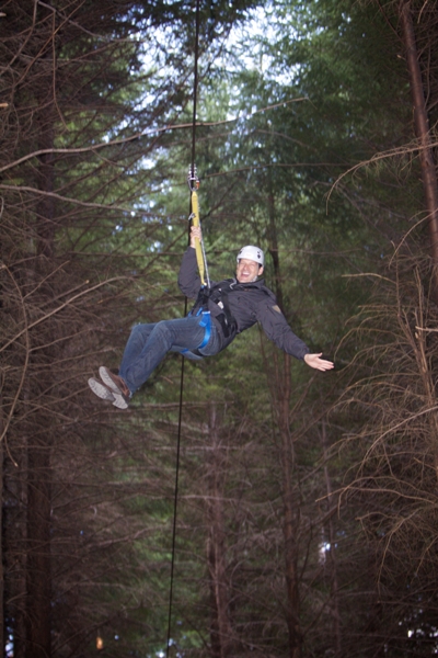 Kirk Demeter (USA) zips down on the Ziptrek Kea 6-line Tour